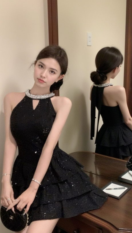 ASTERIA SEQUIN RUFFLE MINI DRESS