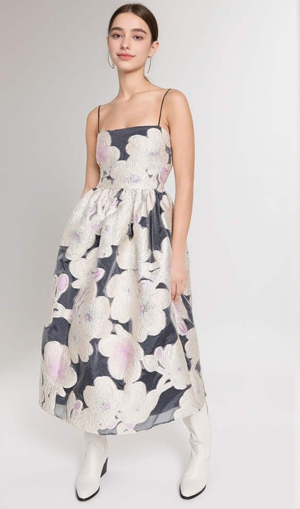 AIIZIE ANNY FLORAL-JACQUARD MIDI DRESS - product image