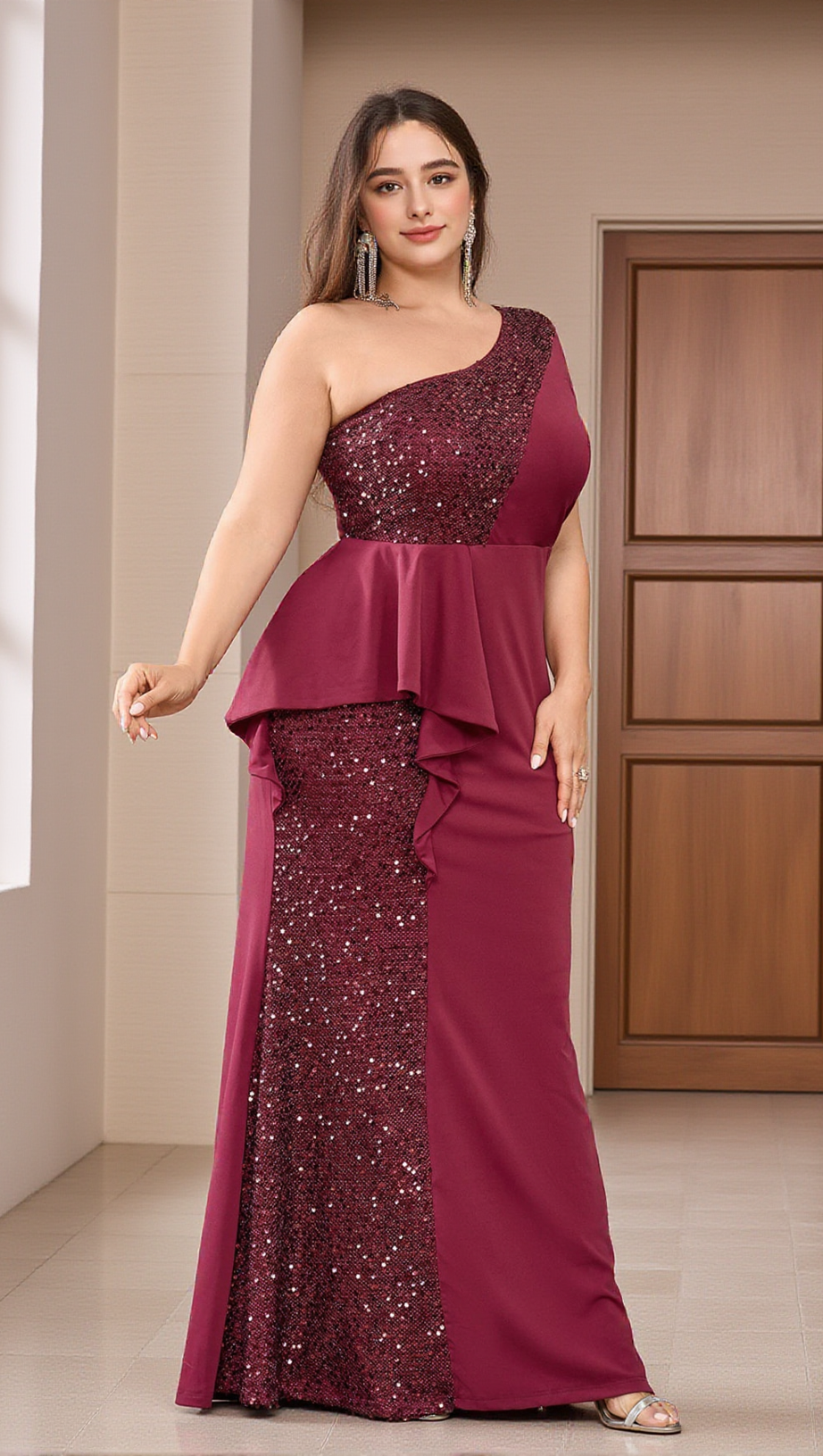 Zaria – Figurbetontes Maxikleid mit Pailletten 