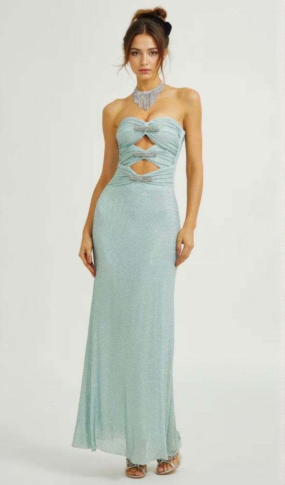 AIIZIE MINT RHINESTONE STRAPLESS MAXI DRESS - product image