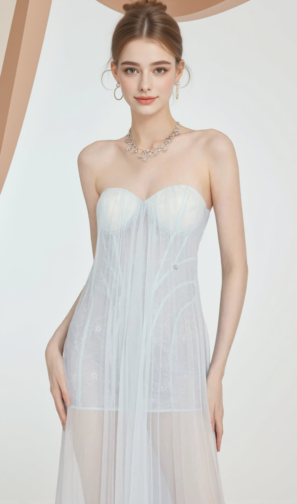 THEA STRAPLESS MESH BACKLESS MAXI DRESS IN LIGHT BLUE