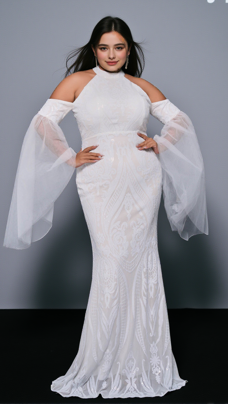 Gia Hochgeschlossenes Maxikleid 