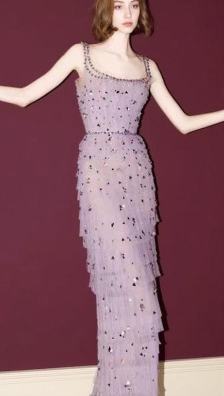 EMBELLISHED MAXI DRESS IN PURPLE