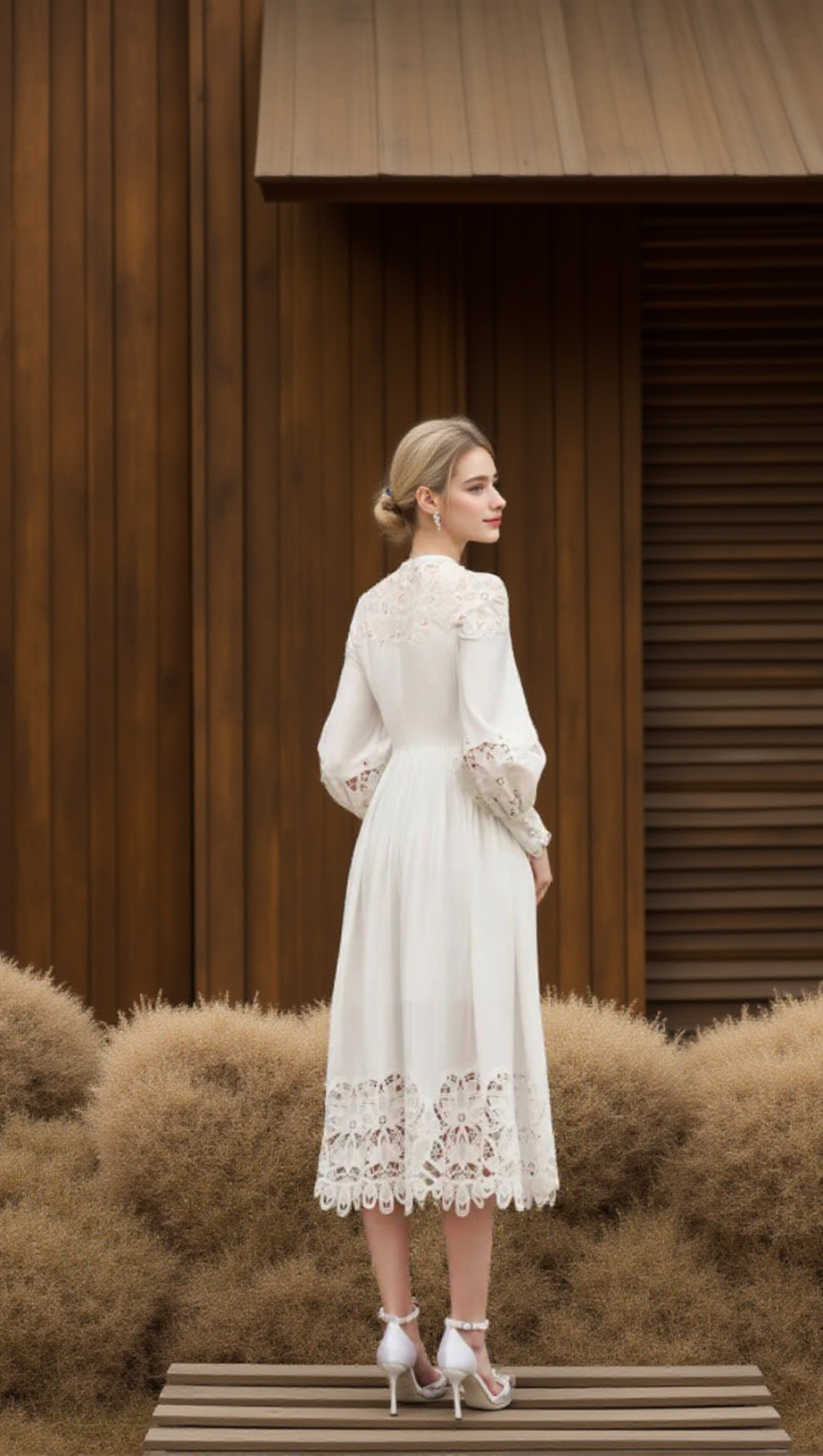 LINEN SILK MIDI DRESS