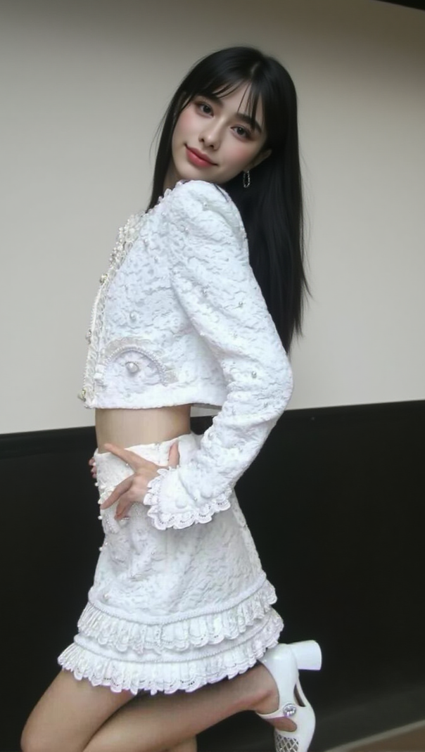 AIIZIE WHITE LACE TOP SKIRT SUIT - product image