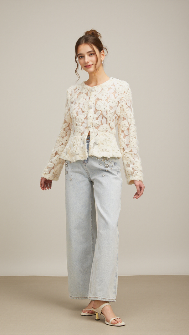 AIIZIE MARIANNE FLORAL-APPLIQUÉ EMBELLISHED JACKET - product image