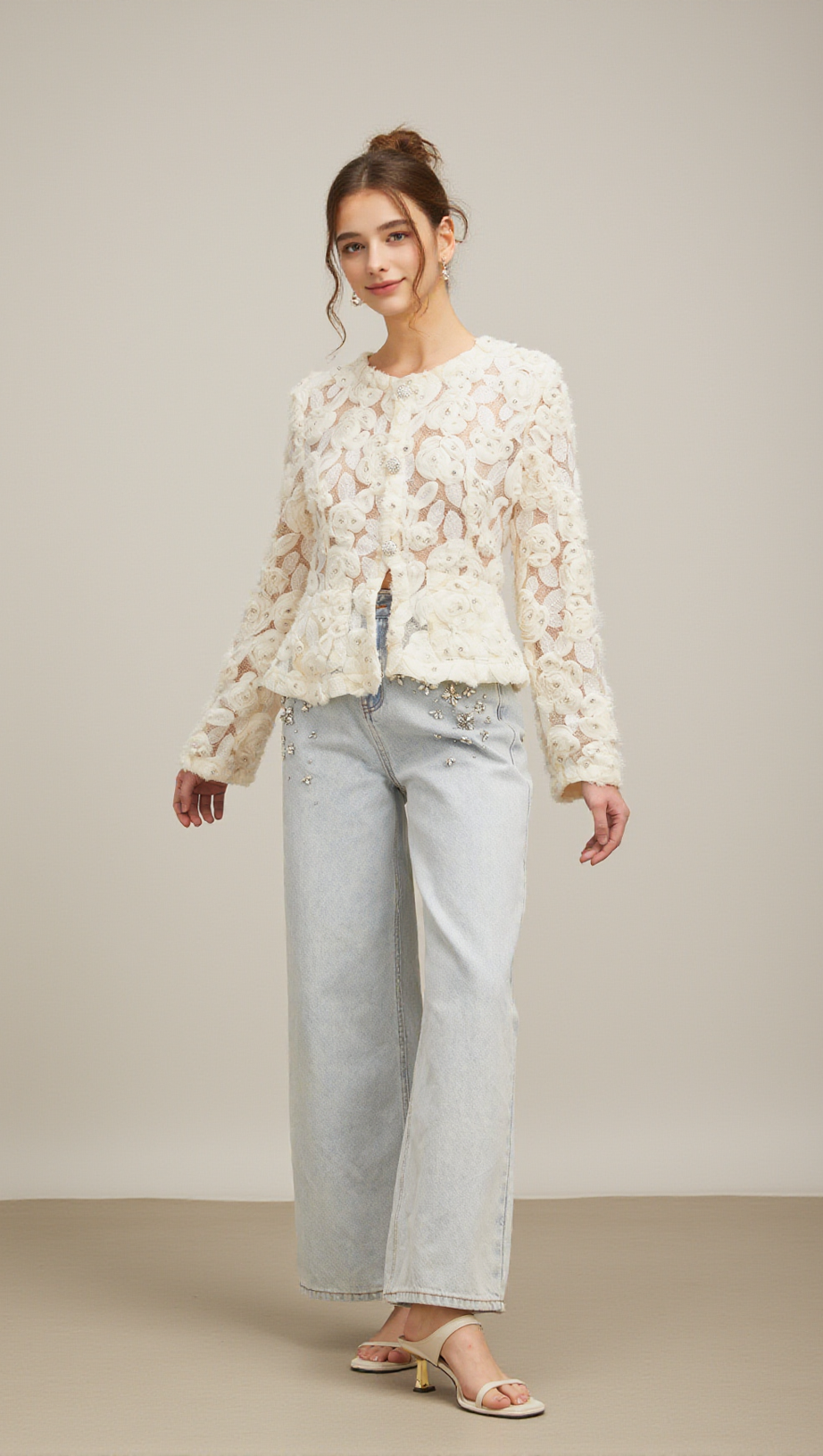 MARIANNE FLORAL-APPLIQUÉ EMBELLISHED JACKET