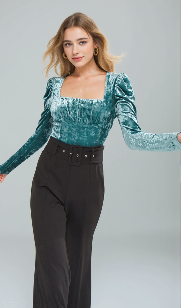 PUT ON A SHOW VELVET TOP