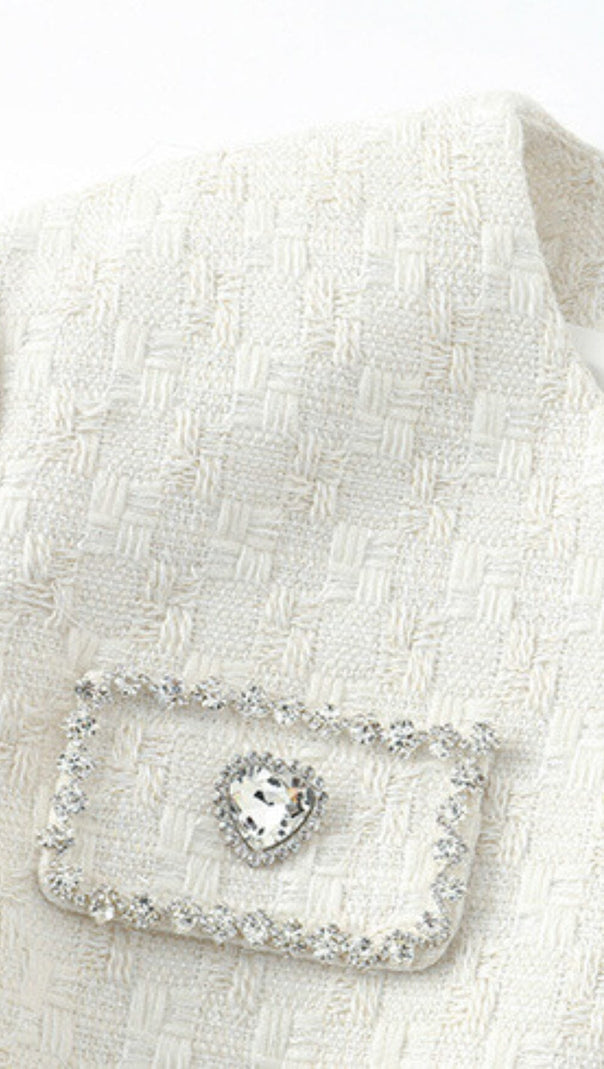 AIIZIE FEATHER SHORT SKIRT SUIT IN WHITE - product image
