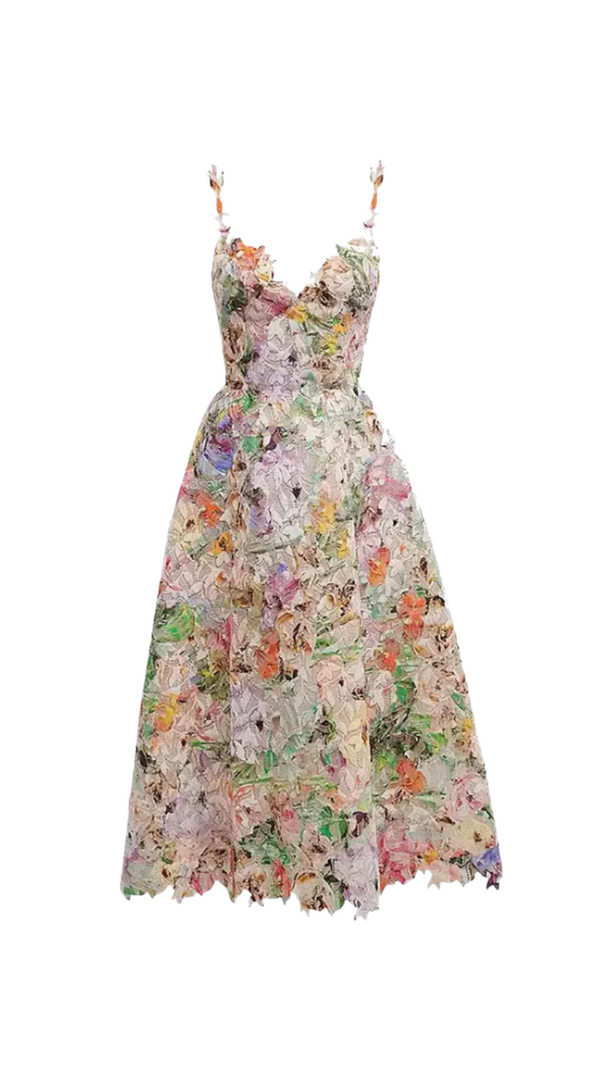 AIIZIE COLORFUL HOLLOW LACE MIDI DRESS - product image