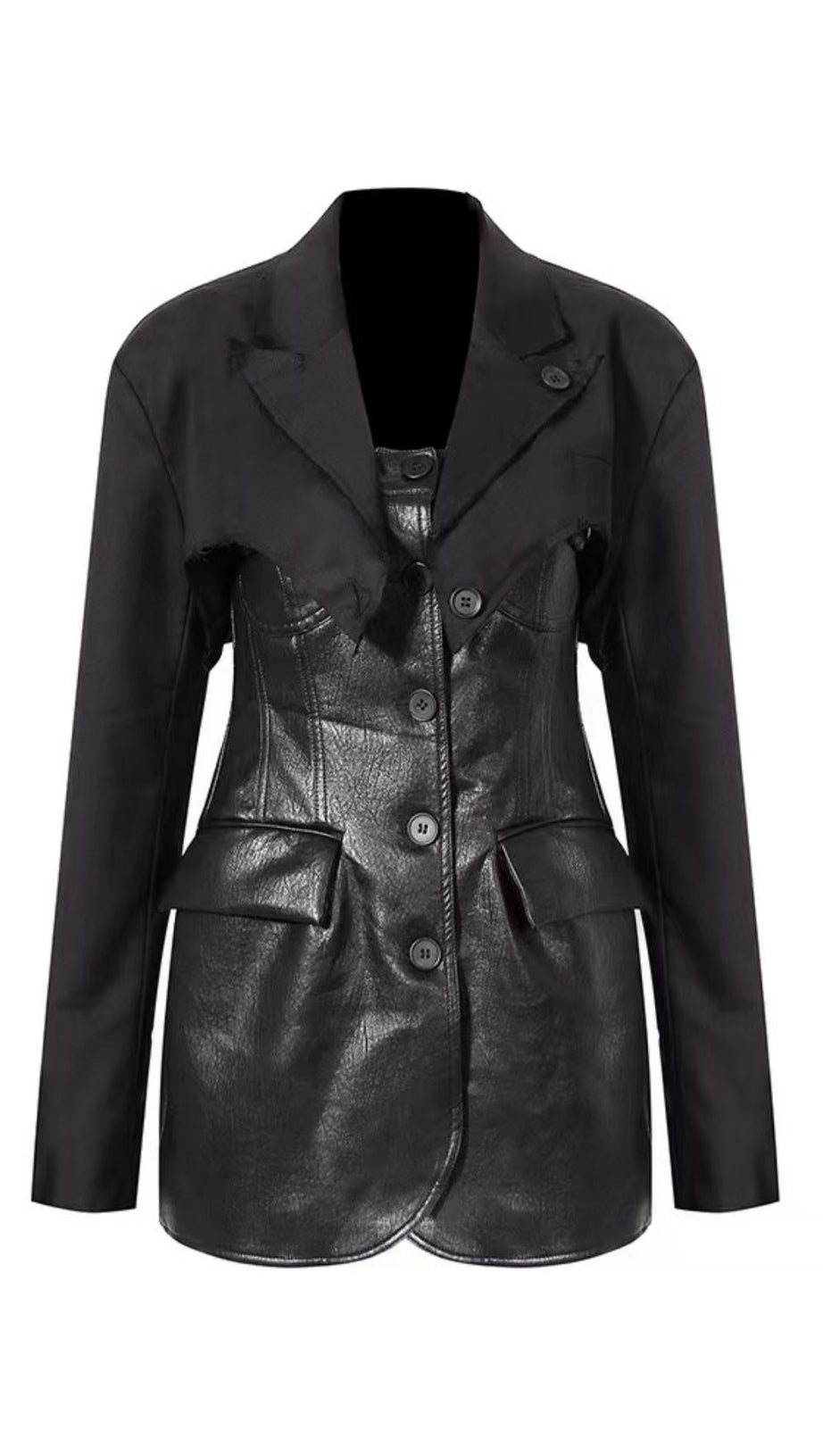 LEATHER JACKET SUIT IN BLACK