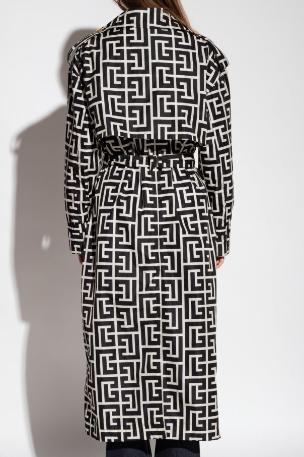 TRENCH NERO CON MONOGRAMMA