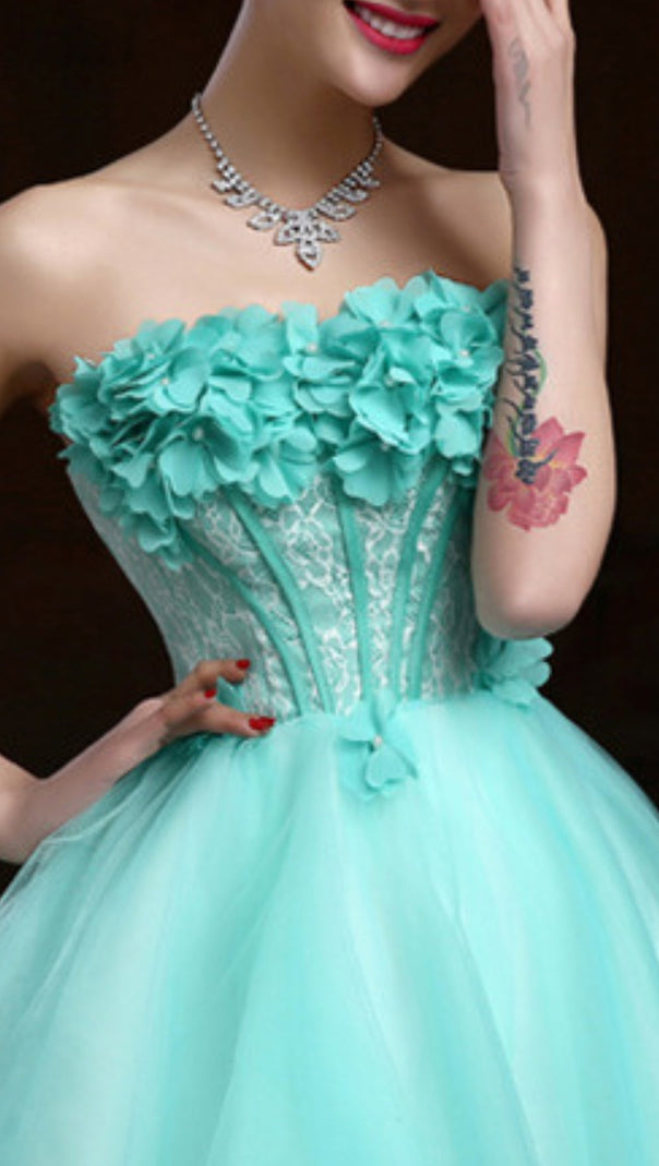 AIIZIE ANEIRA CORSET FLOWER MINI DRESS IN GREEN - product image