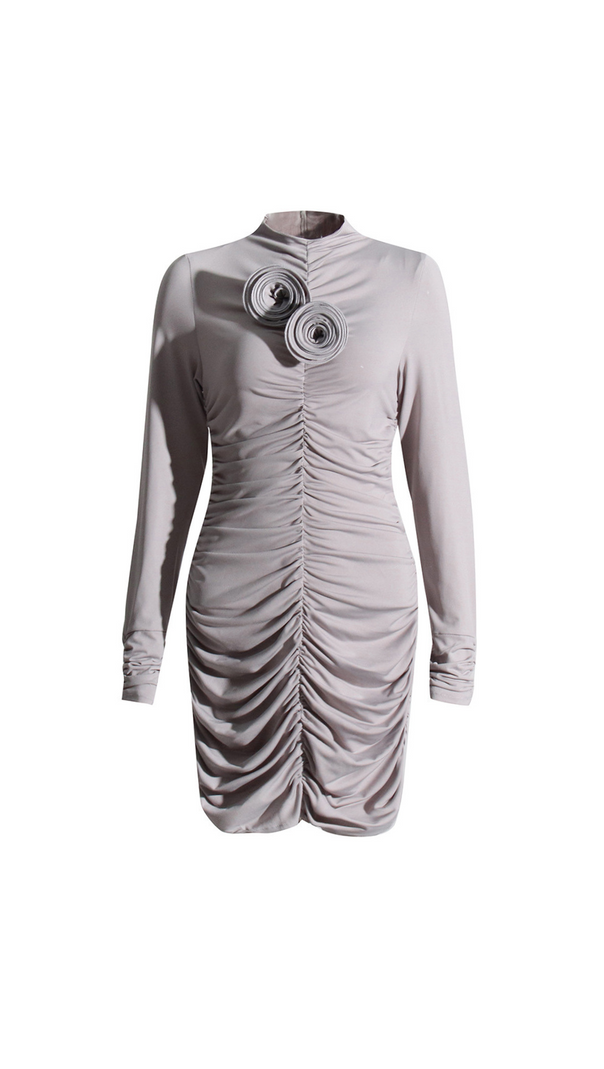 AIIZIE PENNY 3D FLORAL SOLID JERSEY MINI DRESS IN GREY - product image