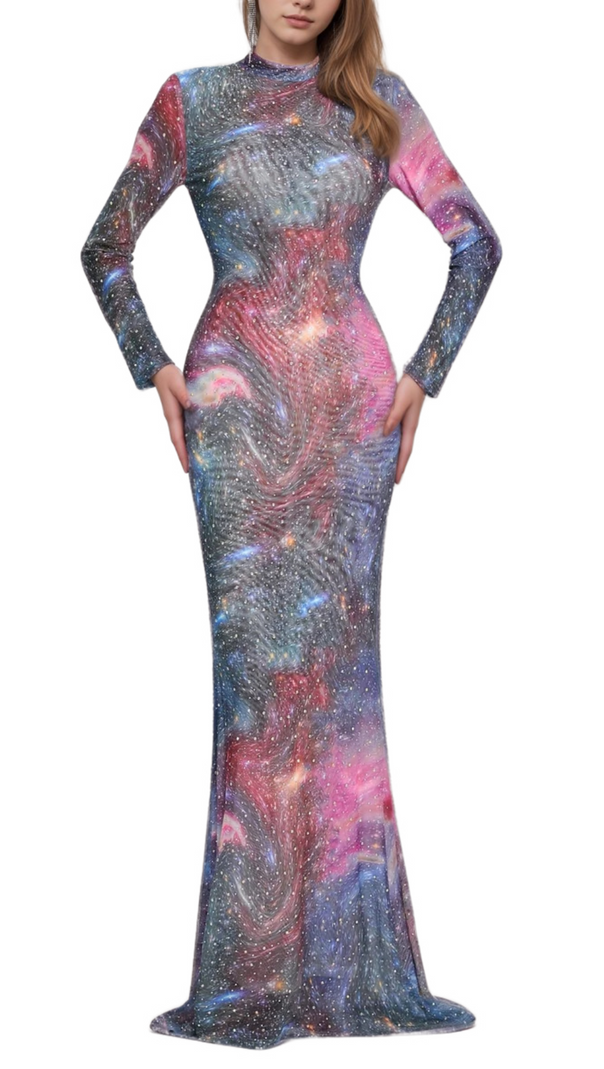 AIIZIE AURORA PRINTED HOT DRILL MAXI DRESS - product image
