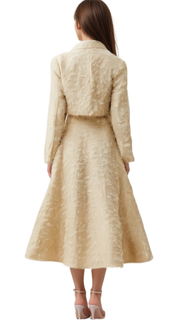 AIIZIE KARINE WHITE FRINGED JACKET & SKIRT MATCHING SET - product image
