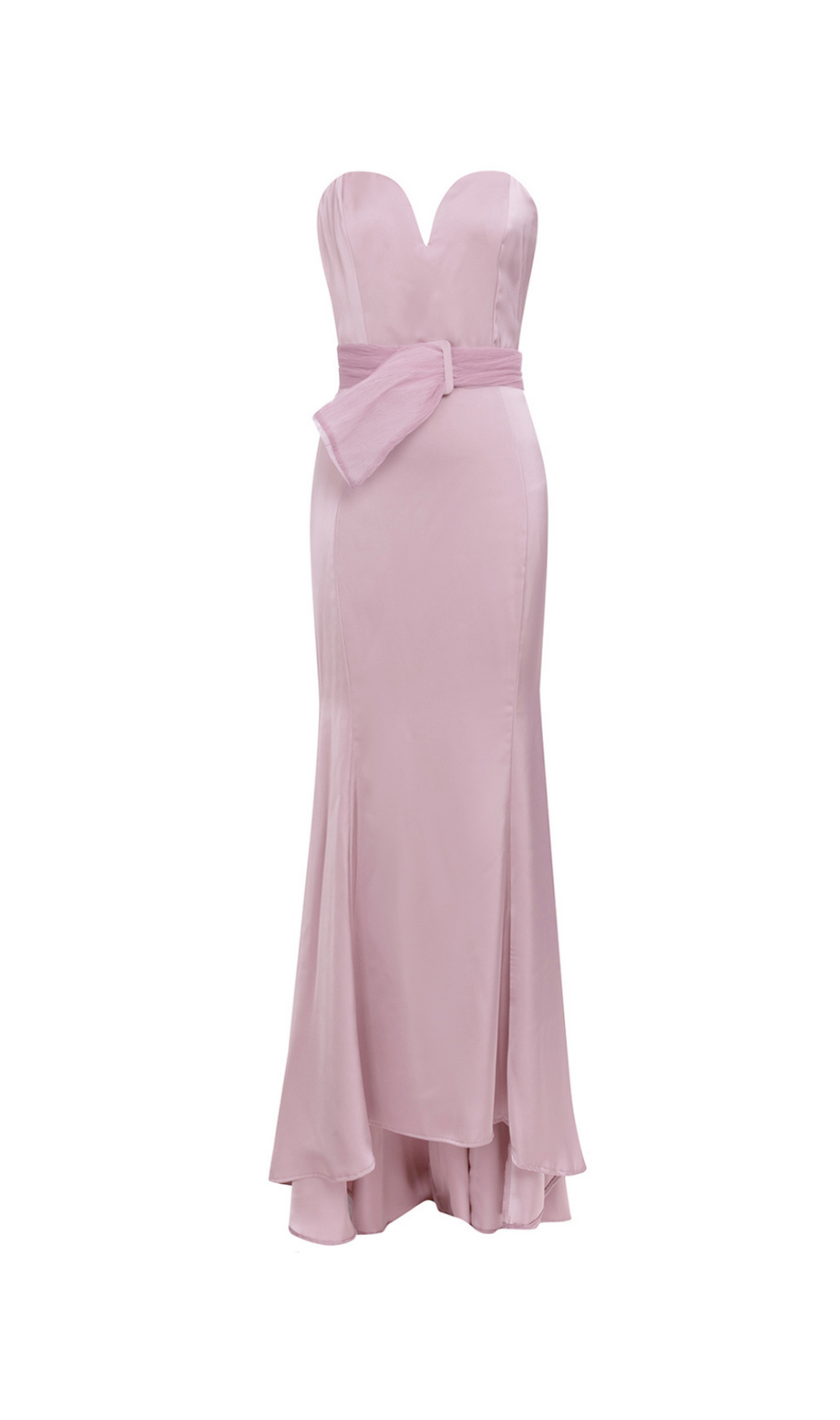 YETTA DUSTY PINK OFF-SHOULDER SLEEVELESS RUCHED GOWNS