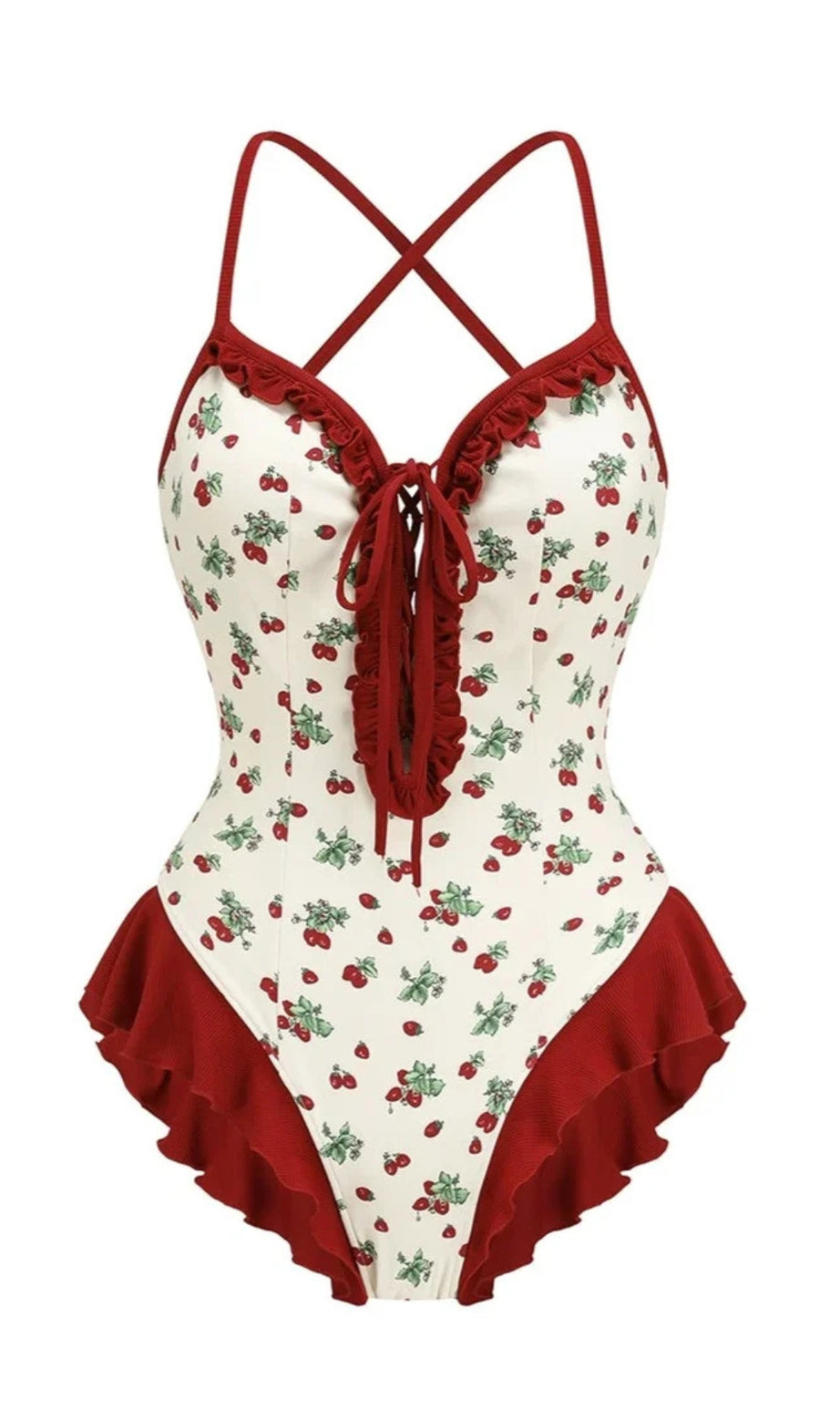 Einteiliger Badeanzug mit Dandy-Erdbeeren-Print