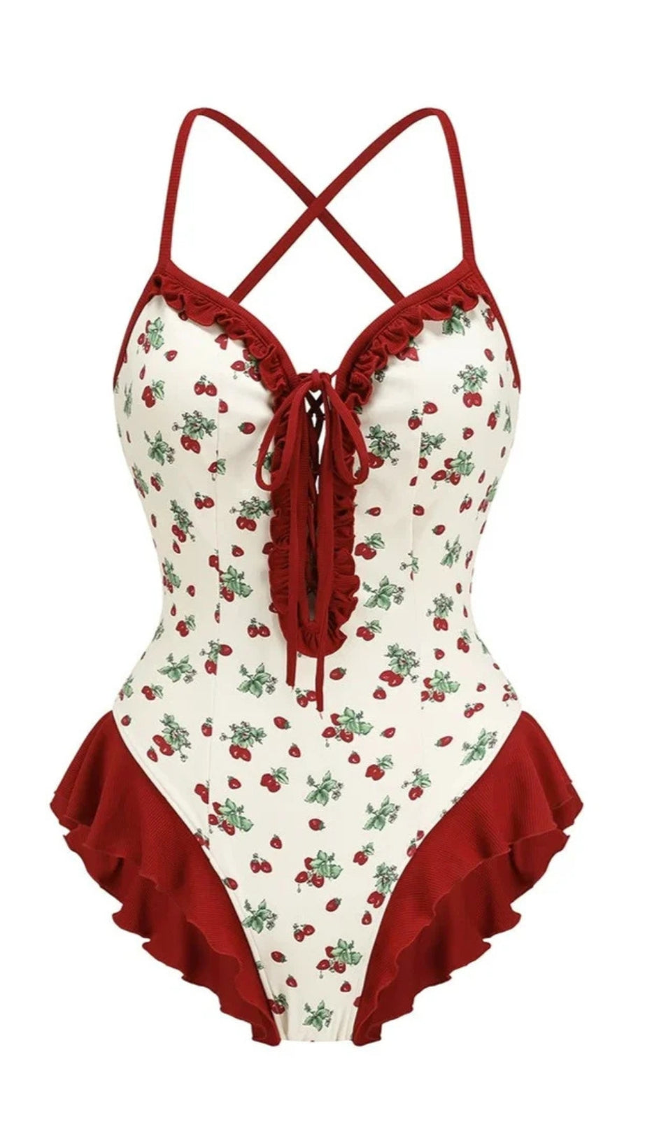Einteiliger Badeanzug mit Dandy-Erdbeeren-Print