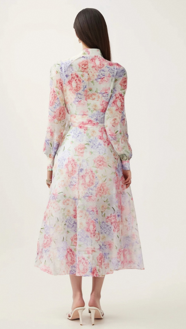 AIIZIE ÉLIANE FLORAL-PRINT FLARED MIDI DRESS - product image