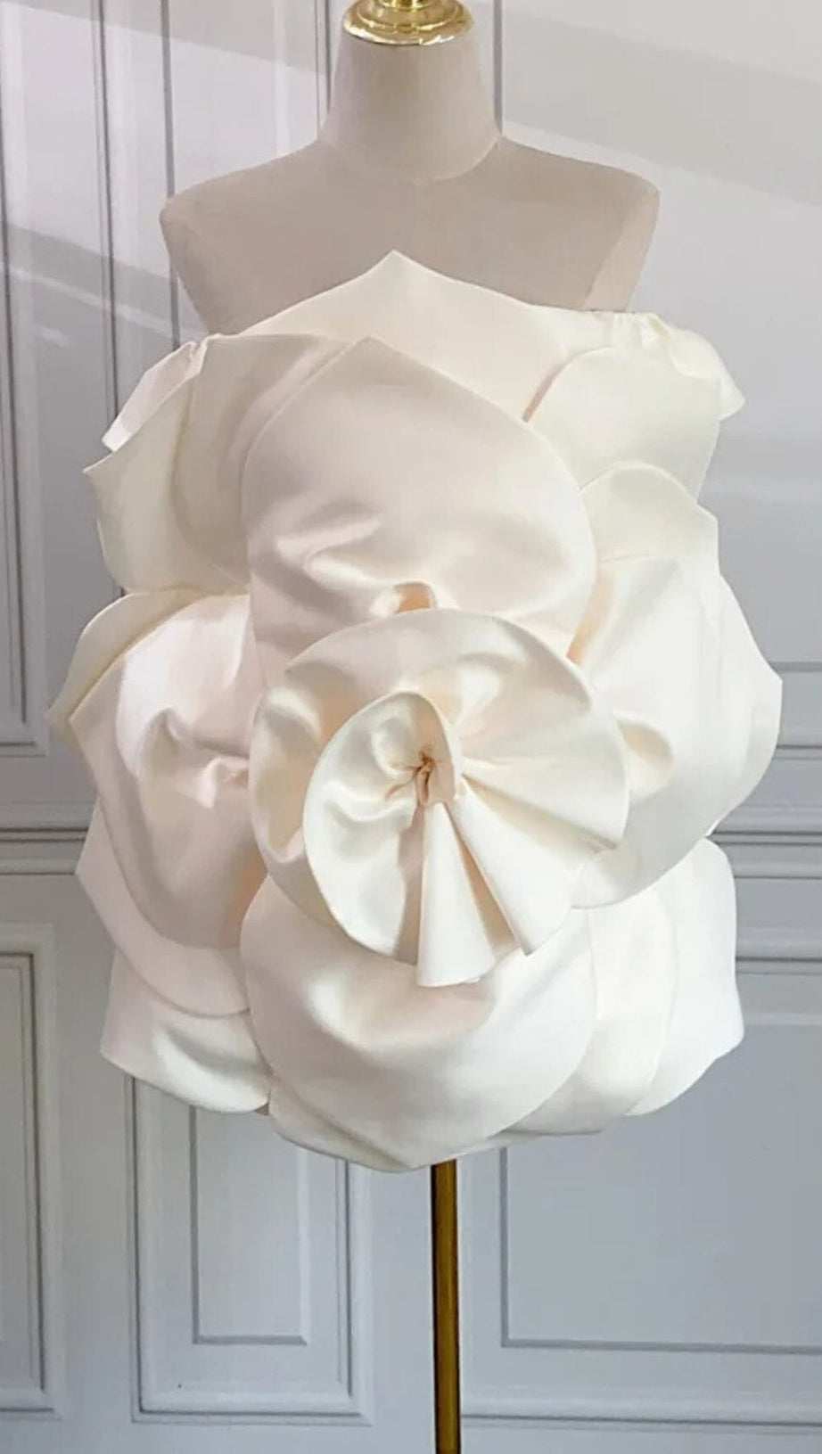 APRICOT FLOWER STRAPLESS MINI DRESS