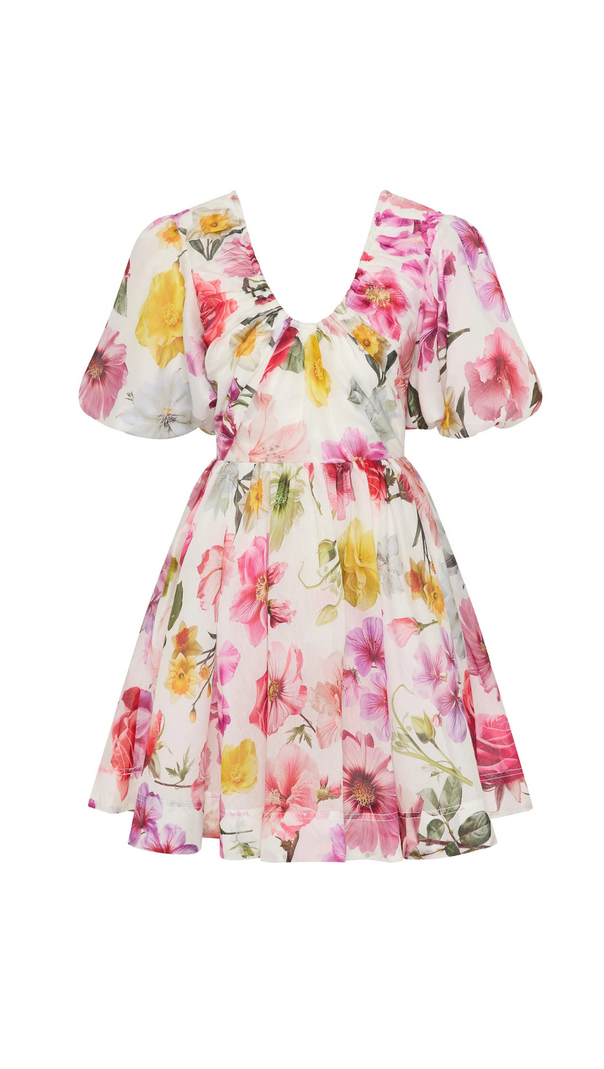AIIZIE VANESSA PUFF SLEEVE COLLAGE FLEUR MINI DRESS - product image