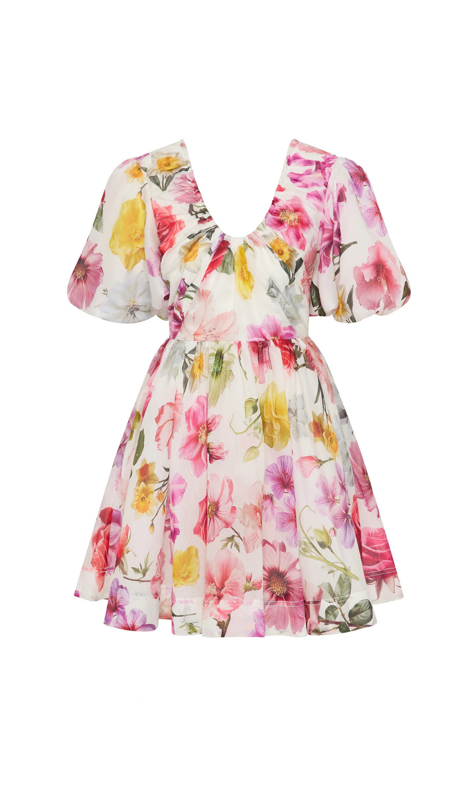 Vanessa – Minikleid mit Puffärmeln und Fleur-Collage