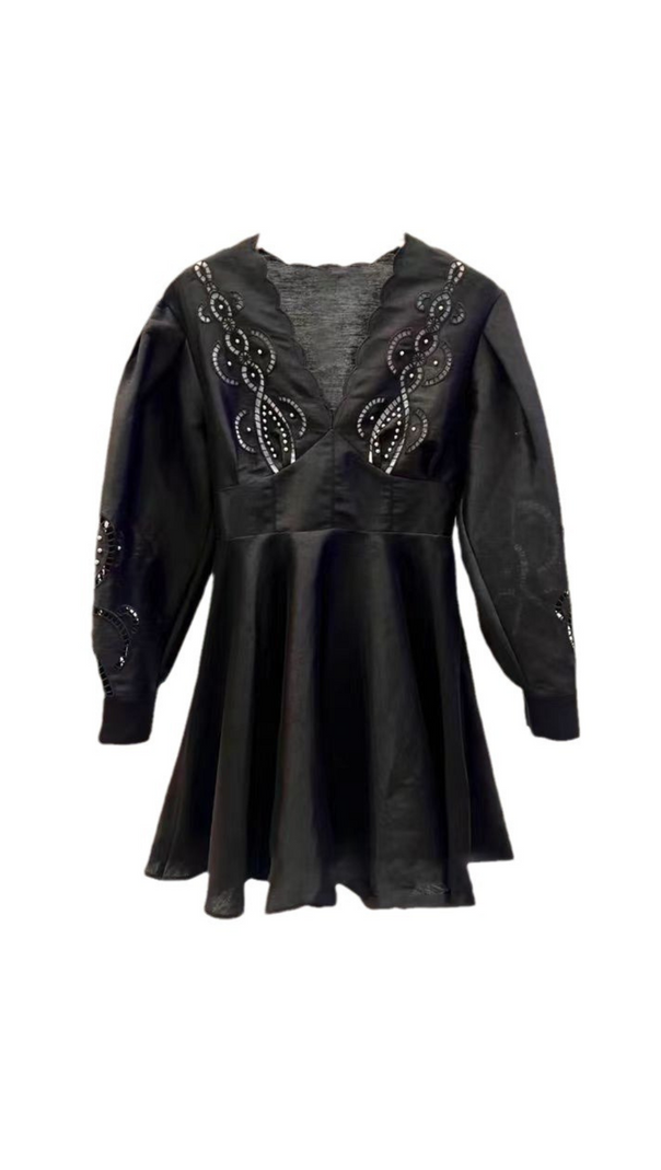 AIIZIE ALBERTA CUT OUT FLARED MINI DRESS IN BLACK - product image