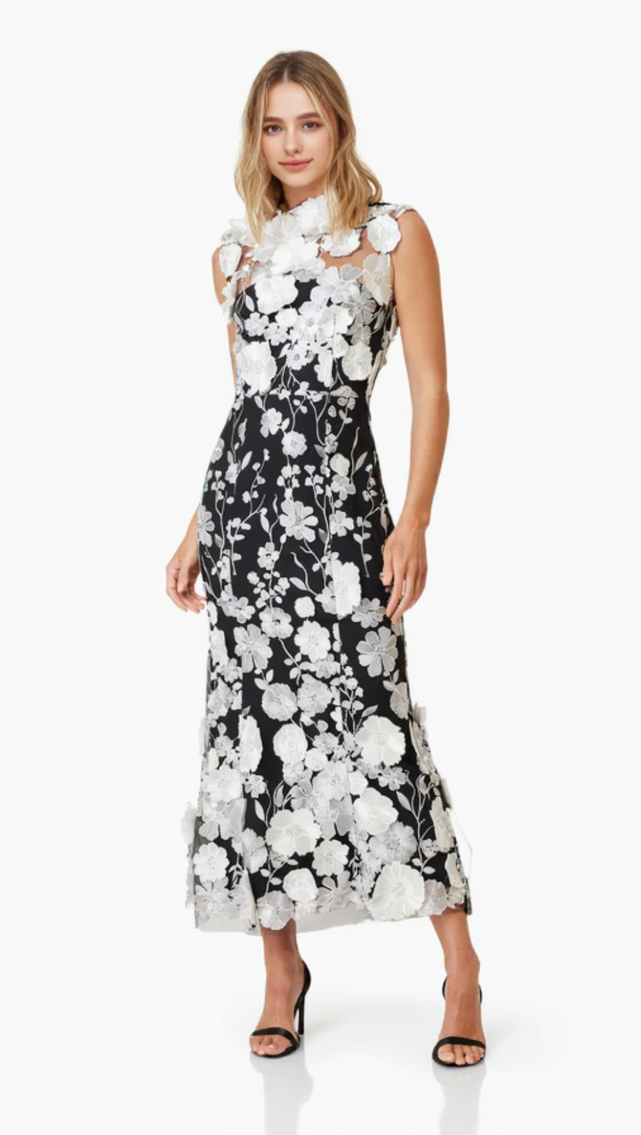 SELENE COCKTAIL MIDI DRESS IN BLACK