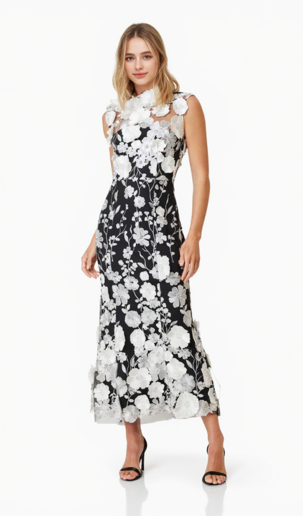 SELENE COCKTAIL MIDI DRESS IN BLACK