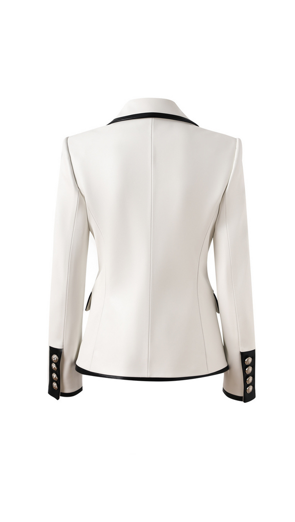 AIIZIE PU LEATHER RHINESTONE BOTTOM BLAZER IN WHITE - product image