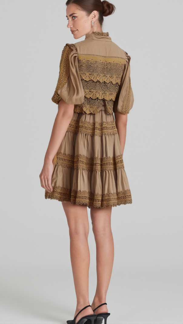 AIIZIE INÈS LACE CUT-OUT LAYERED MINI DRESS - product image