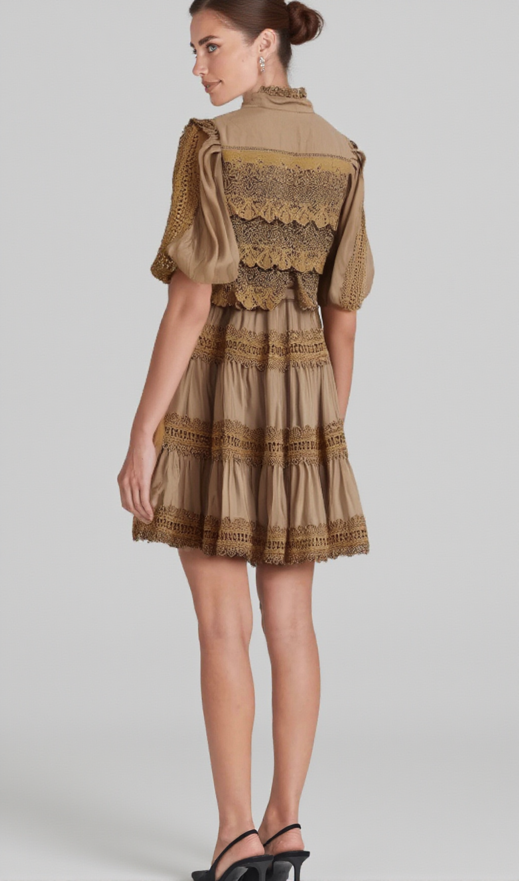 INÈS LACE CUT-OUT LAYERED MINI DRESS