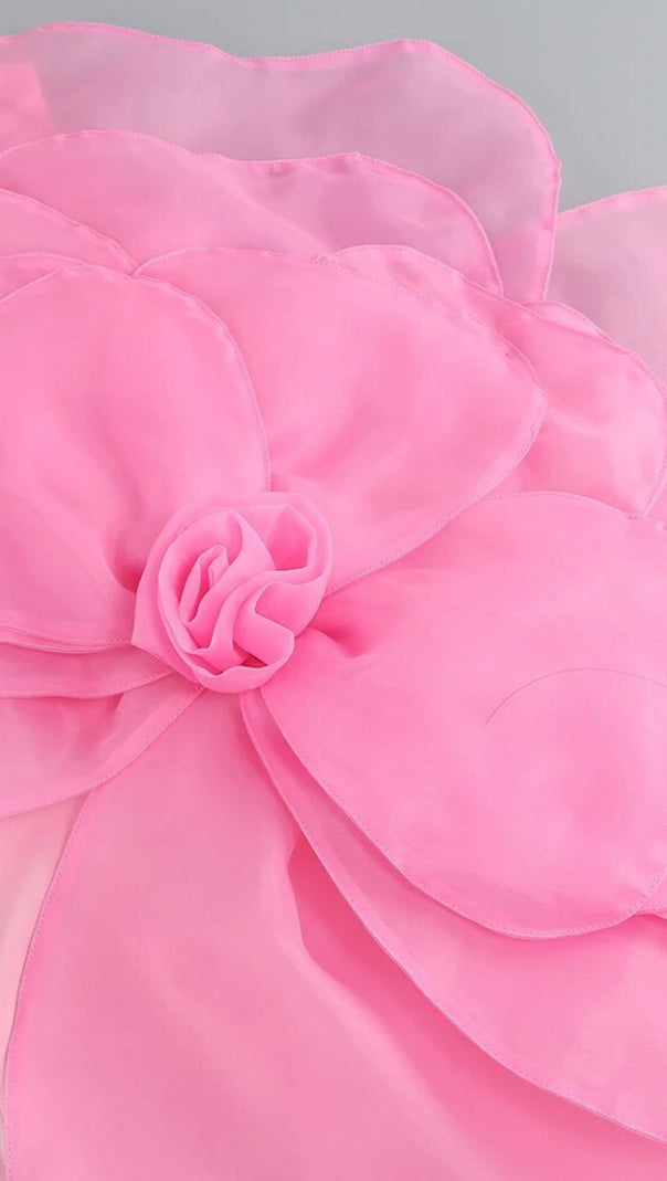 AIIZIE ONE SHOULDER FLOWER MINI DRESS IN PINK - product image