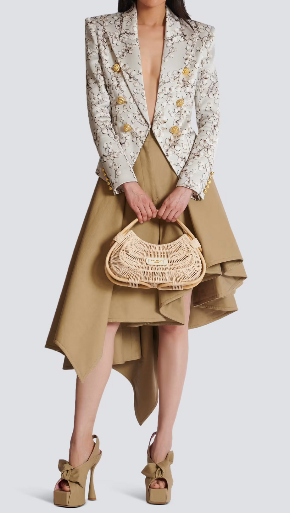 6-BUTTON SATIN JACKET WITH REDCURRANT PRINT