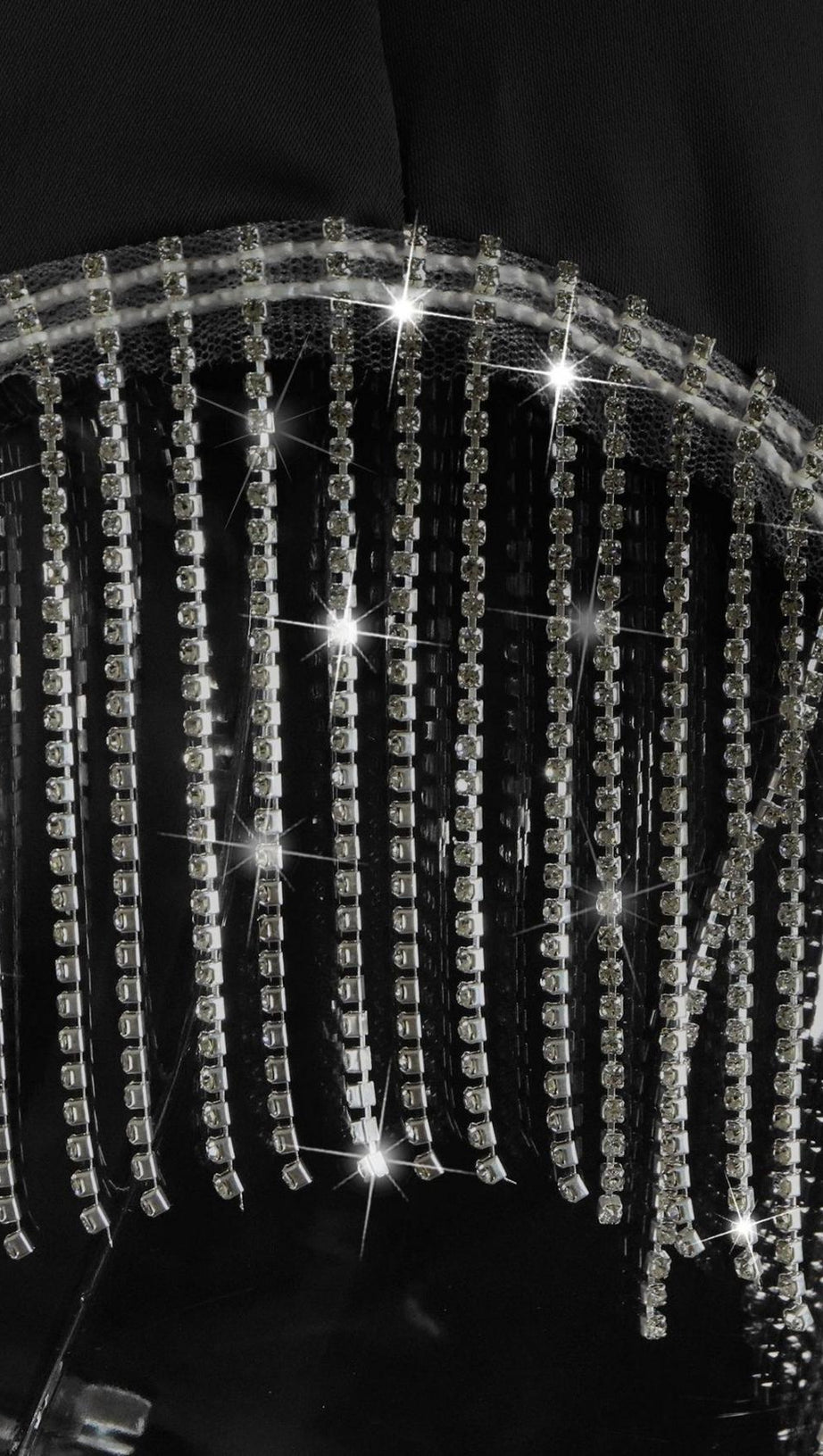 BANDAGE FRINGED MAXI DRESS IN BLACK