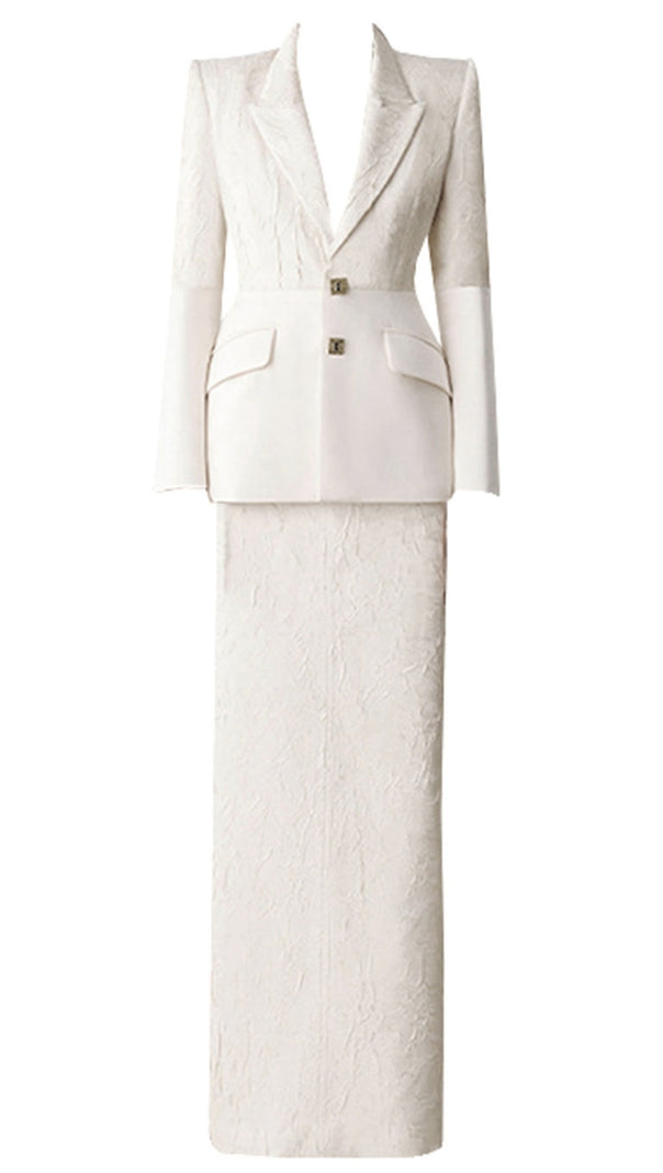 AIIZIE LONG SLEEVE FLORAL MIDI TWO PIECE SET IVORY - product image