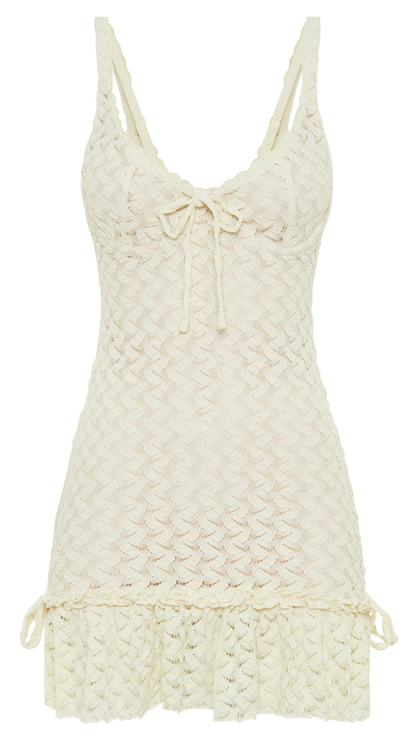 AIIZIE MARIETTA CUPPED LACE MINI DRESS - IVORY - product image