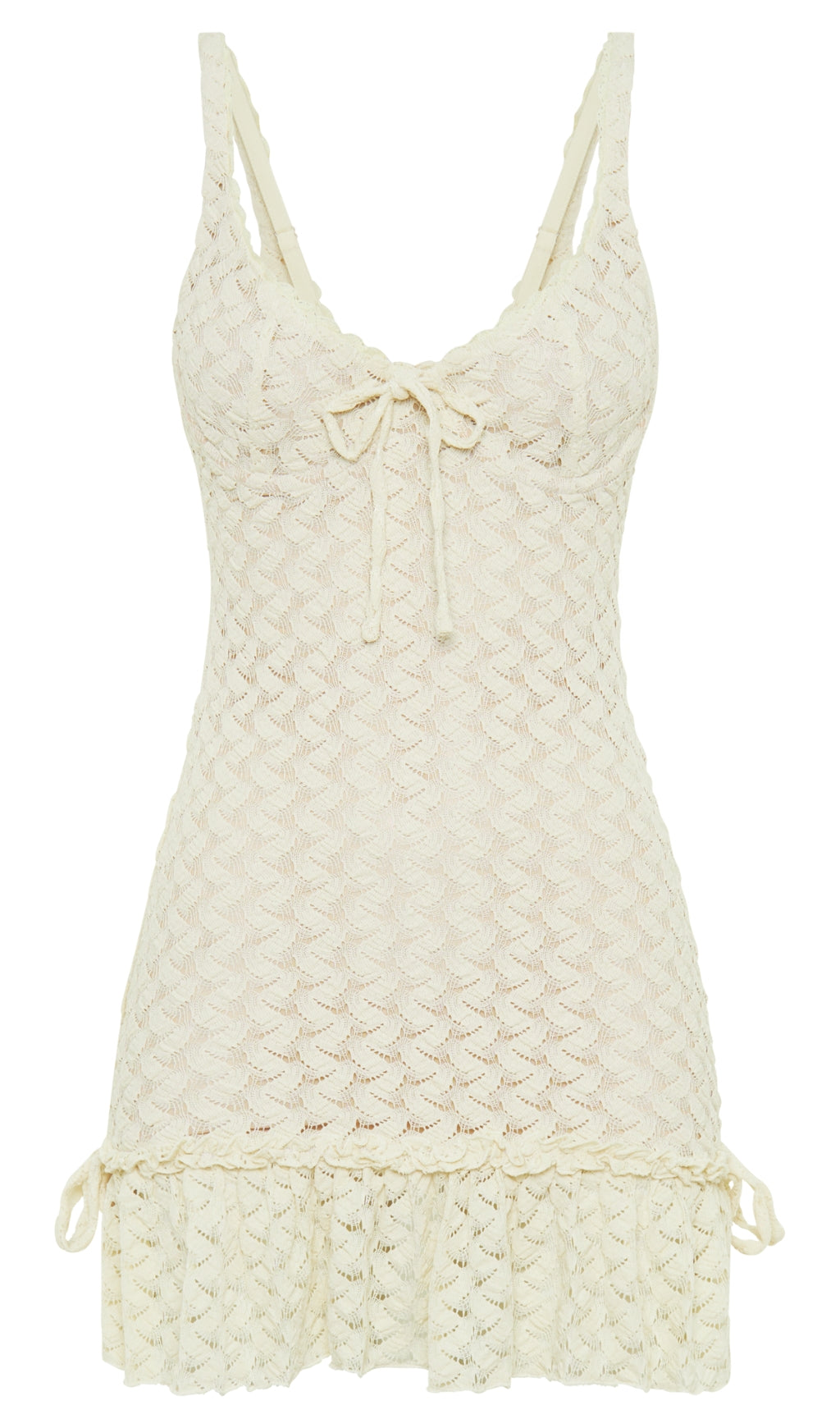 ABITO CORTO IN PIZZO CON COPPE MARIETTA - AVORIO