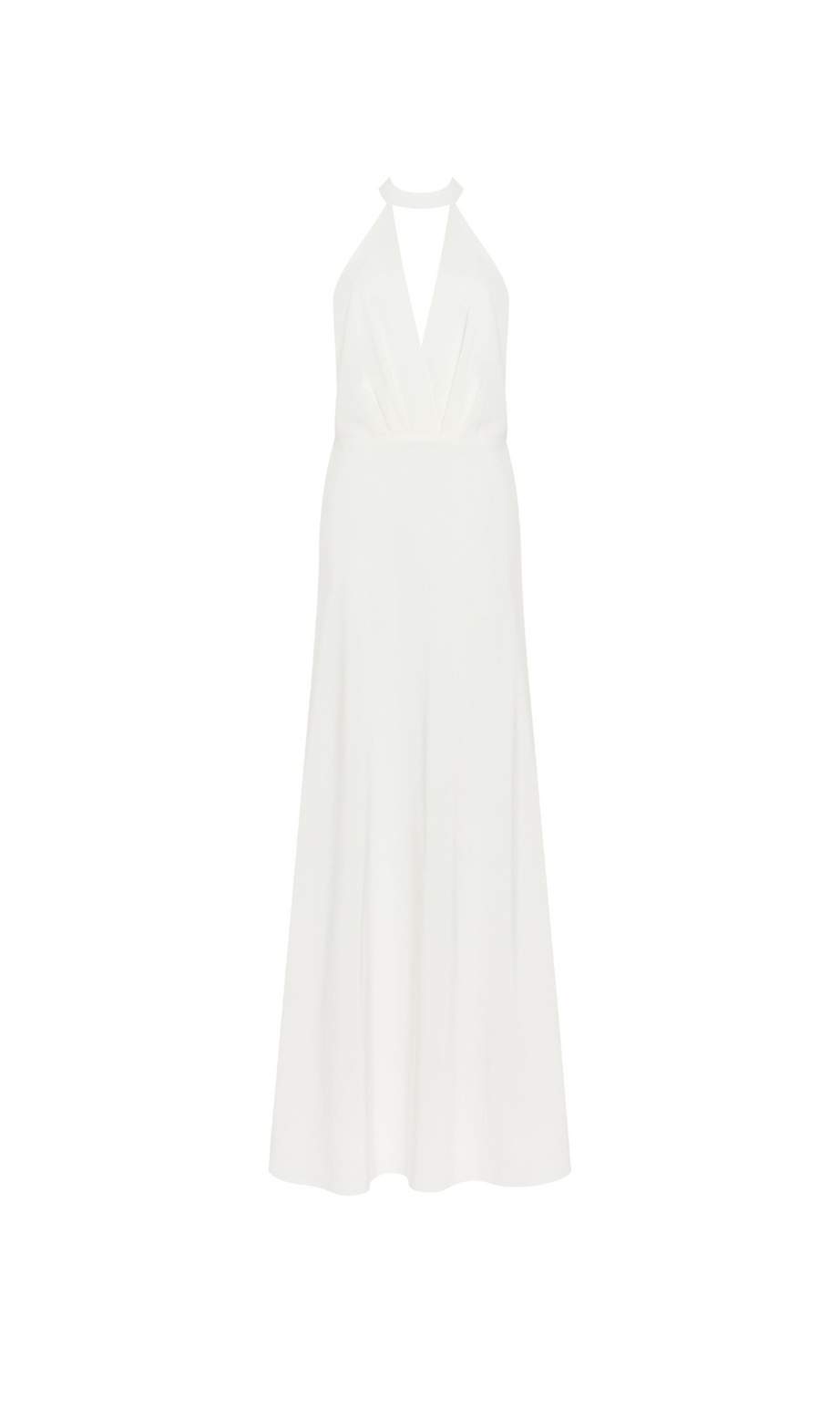 RACHEL WHITE HALTER SATIN BACK CUTOUT MAXI DRESS