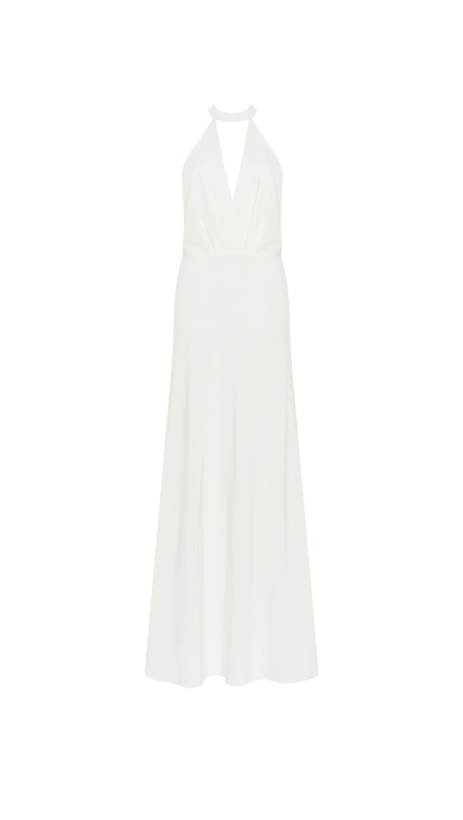RACHEL WHITE HALTER SATIN BACK CUTOUT MAXI DRESS