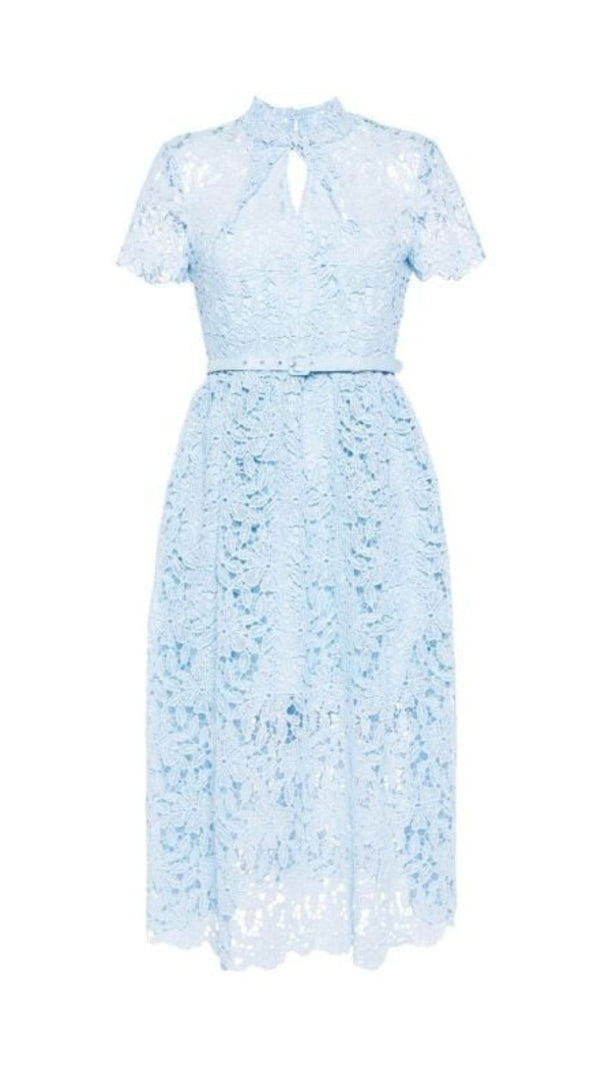 AIIZIE BLUE GUIPURE LACE A LINE MIDI DRESS - product image