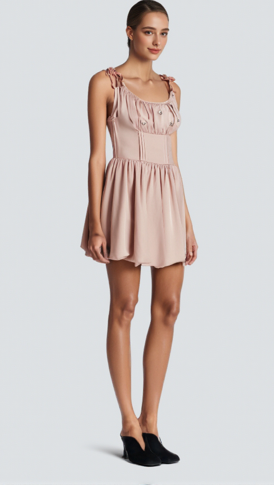 Axelle – Plissiertes Minikleid mit Kristallverzierung 