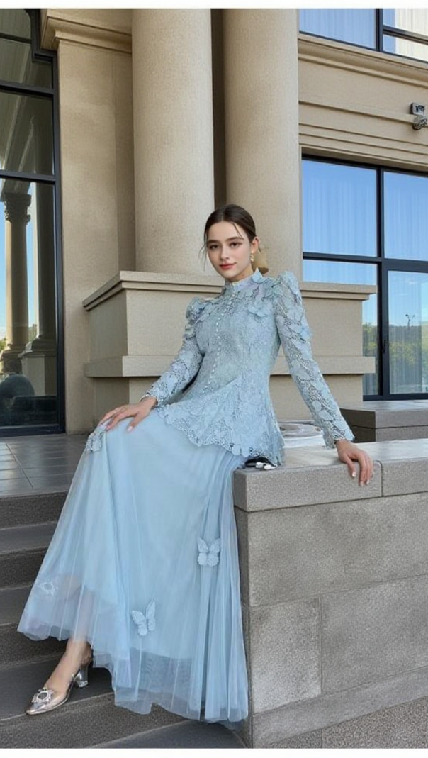 AIIZIE FLOWER EMBROIDERY MESH SKIRT SET - product image