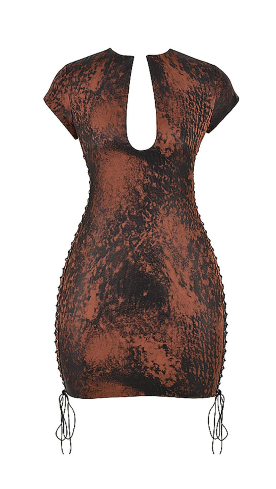 ANTIQUE COPPER LACE UP MINI DRESS