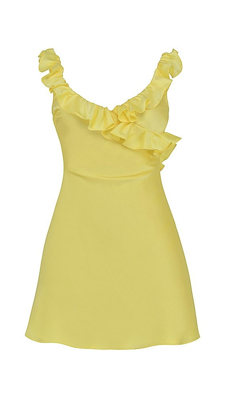 SATIN RUFFLE MINI DRESS