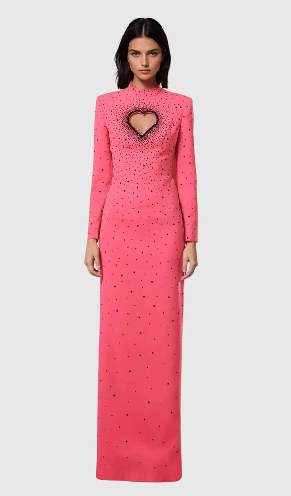Berenice Heart Cutout  Long Sleeve Maxi Dress
