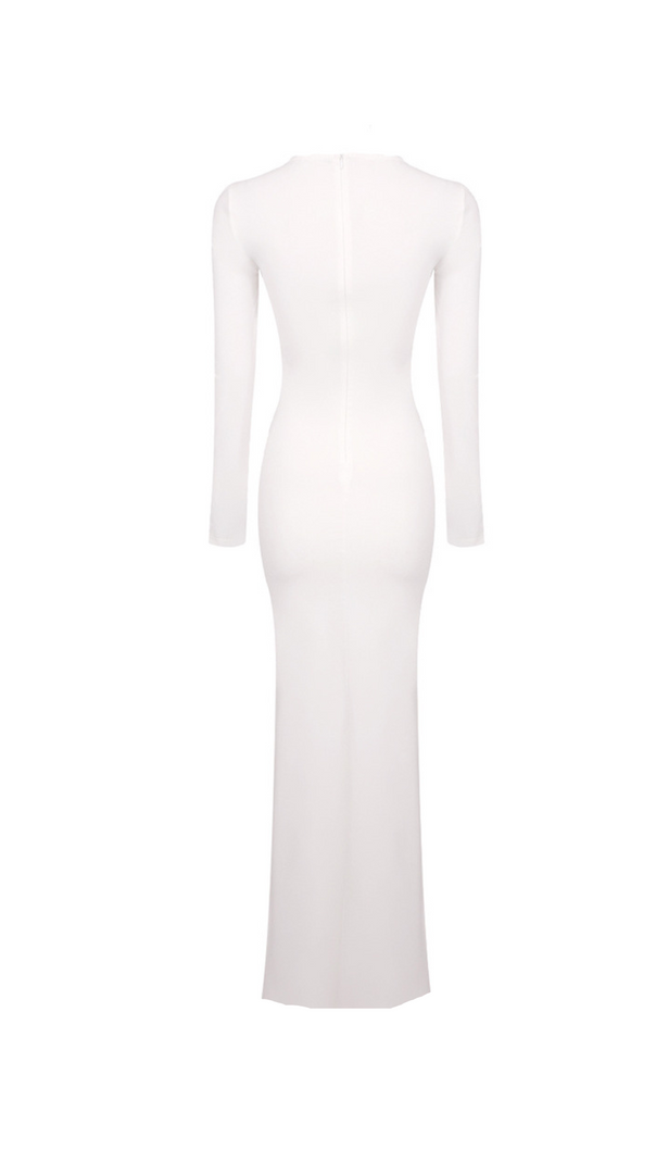 AIIZIE ROUND NECK RIBBON KNOT MAXI DRESS IN WHITE - product image
