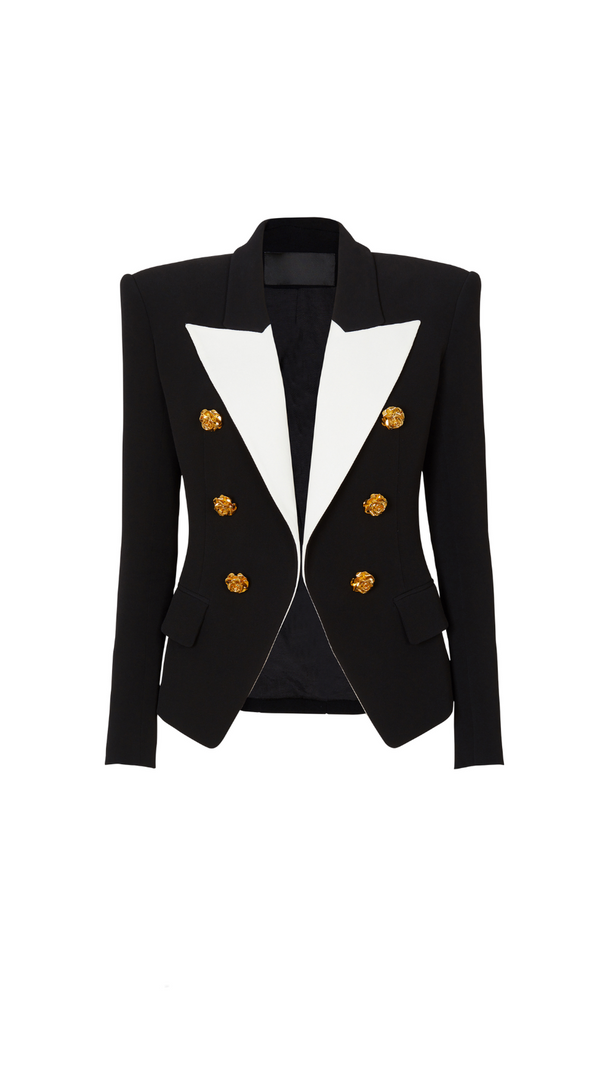 AIIZIE GISELLE SLIM-FIT JACKET WITH ROSES BUTTONS IN BLACK - product image