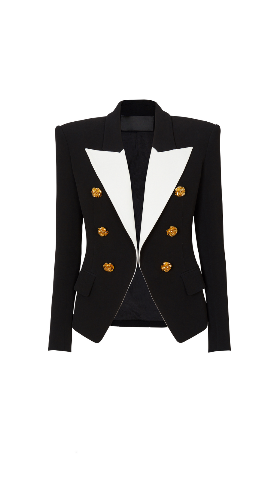 GISELLE SLIM-FIT JACKET WITH ROSES BUTTONS IN BLACK